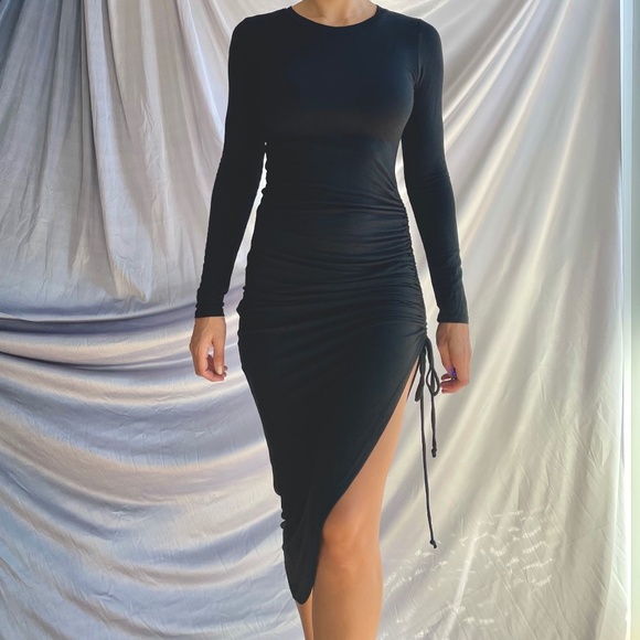 Heart & Hips Asymmetrical Long Black Dress, Womens Size Small - Picture 5 of 8